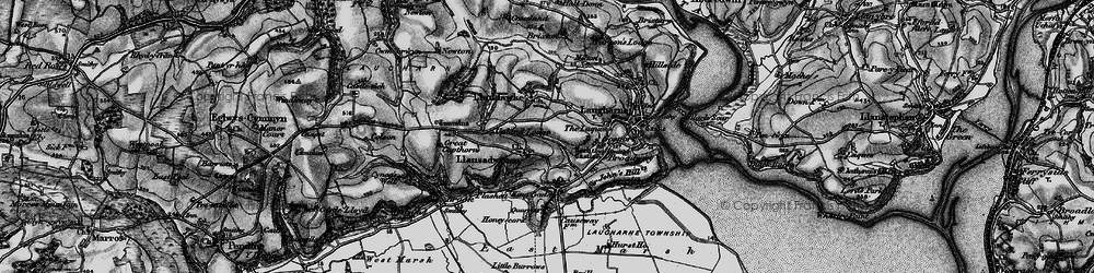 Old map of Llansadurnen in 1898