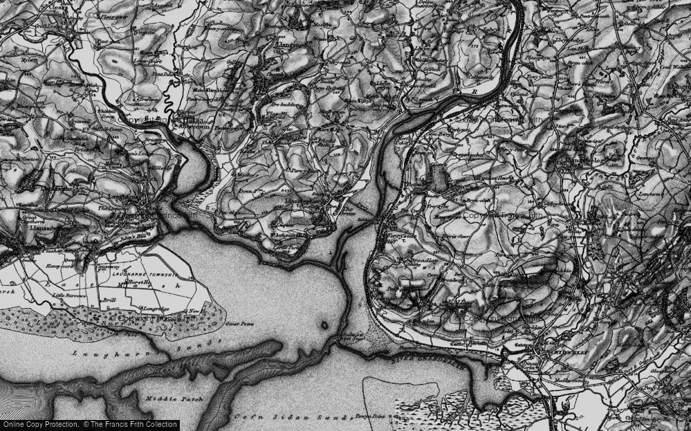 Old Map of Historic Map covering Wharley Point in 1896