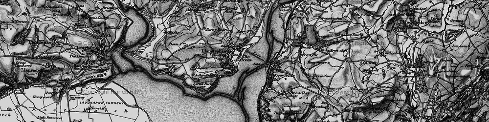 Old map of Llansteffan in 1896