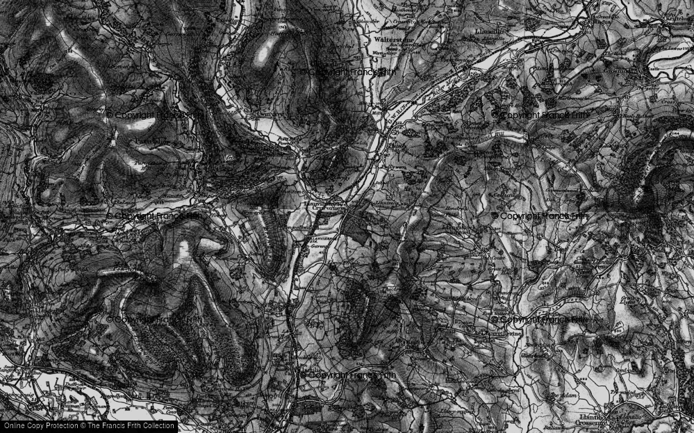 Old Map of Llanvihangel Crucorney, 1896 in 1896