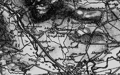 Old map of Llanwnog in 1899