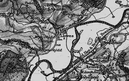 Old map of Llowes in 1896