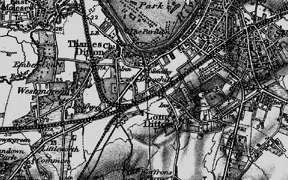Old map of Long Ditton in 1896