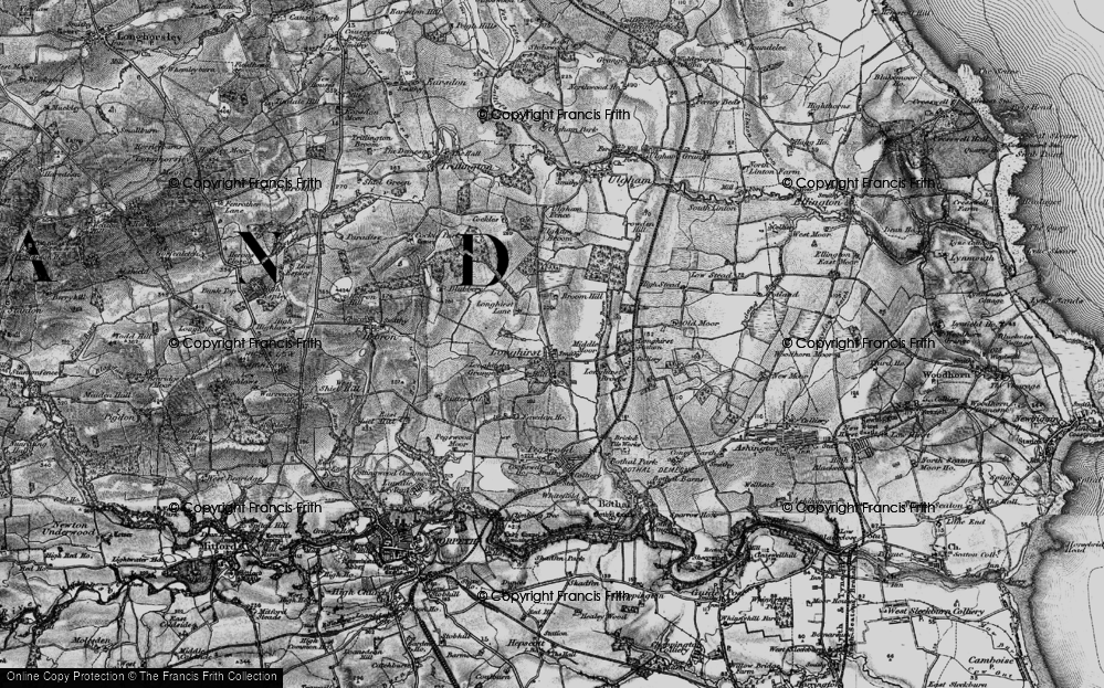 Old Map of Historic Map covering Brocks Burn in 1897