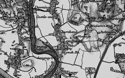 Old map of Longney in 1896