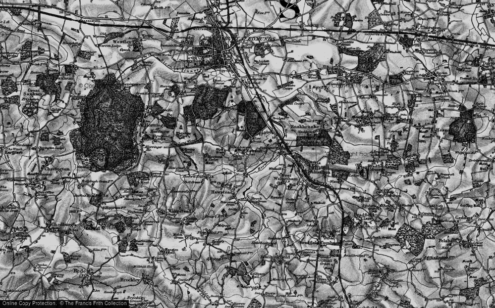 Old Map of Historic Map covering Nowton Park in 1898