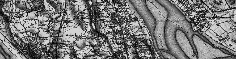 Old map of Lower Bebington in 1896