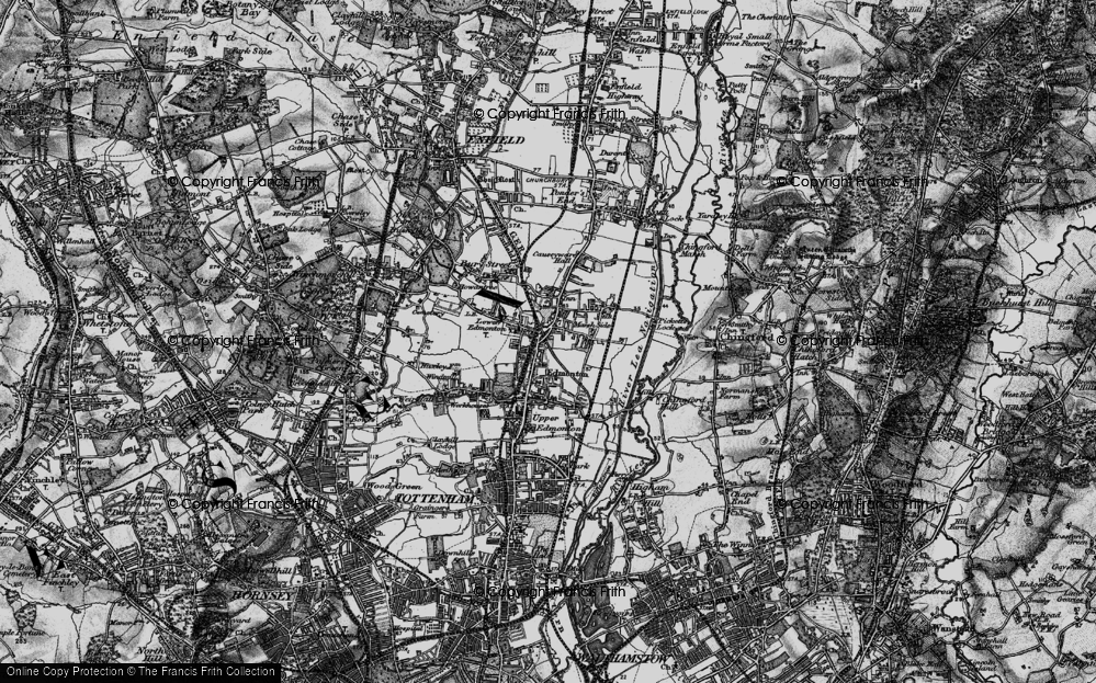 Old Map of Lower Edmonton, 1896 in 1896