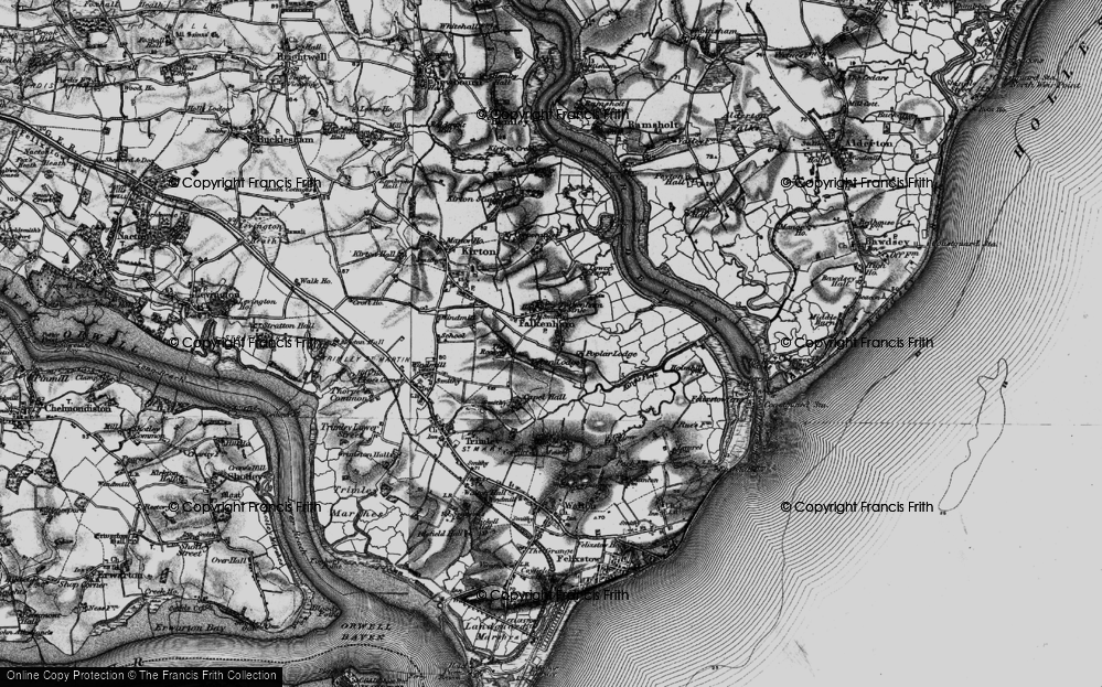 Old Map of Lower Falkenham, 1895 in 1895