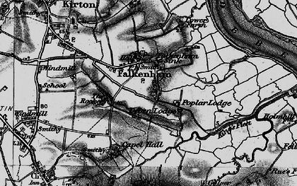 Old map of Lower Falkenham in 1895