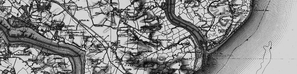 Old map of Lower Falkenham in 1895