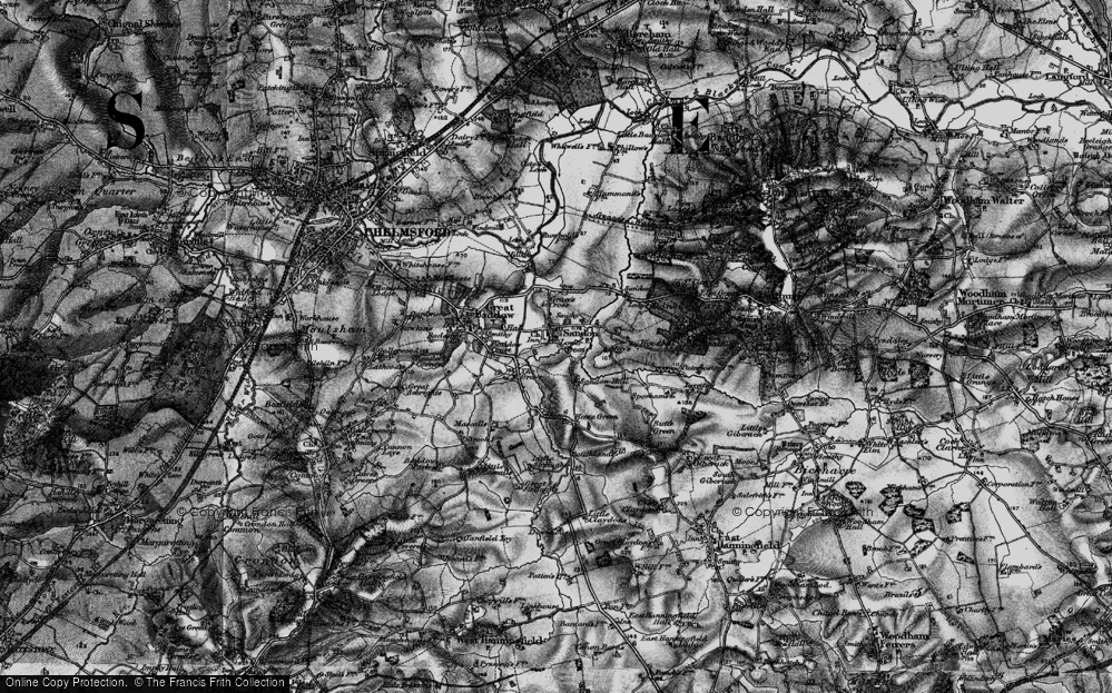Old Map of Historic Map covering Grace's Cross in 1896