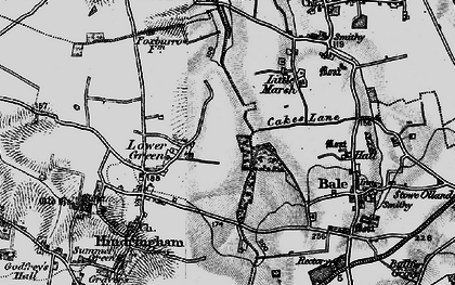 Old map of Lower Green in 1899