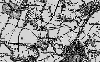 Old map of Lower Halliford in 1896