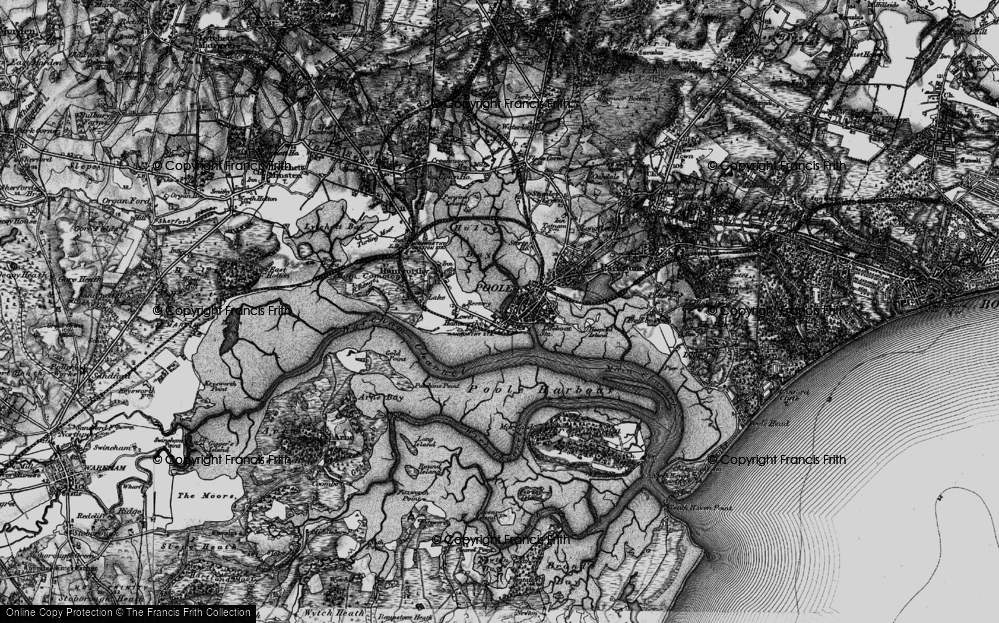 Old Map of Historic Map covering Poole Harbour in 1895