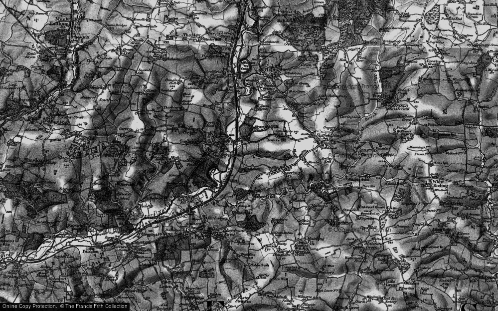 Old Map of Historic Map covering Sheering Hall in 1896