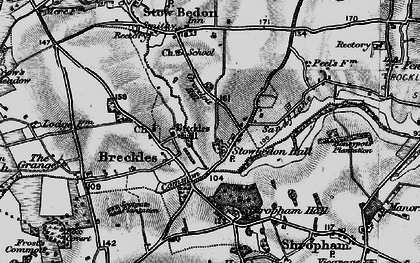 Old map of Breckles Hall in 1898