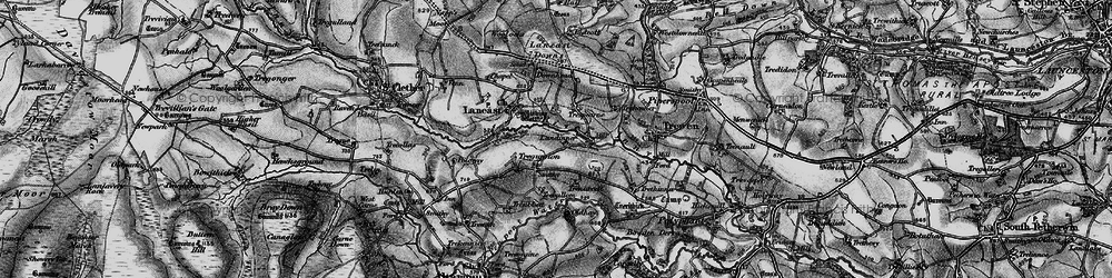 Old map of Laneast Downs in 1895