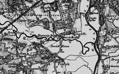 Old map of Powick Hams in 1898