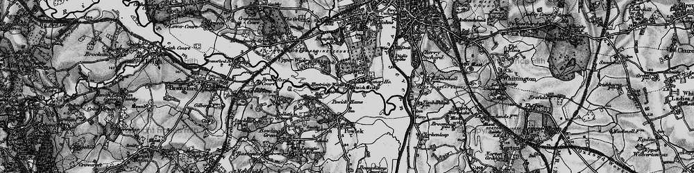 Old map of Powick Hams in 1898