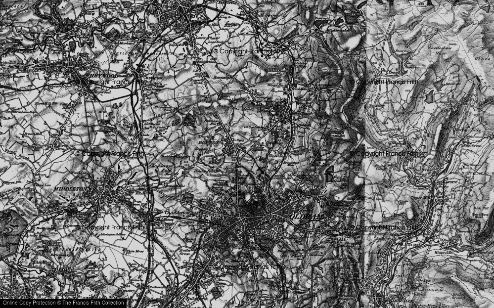 Old Map of Luzley Brook, 1896 in 1896