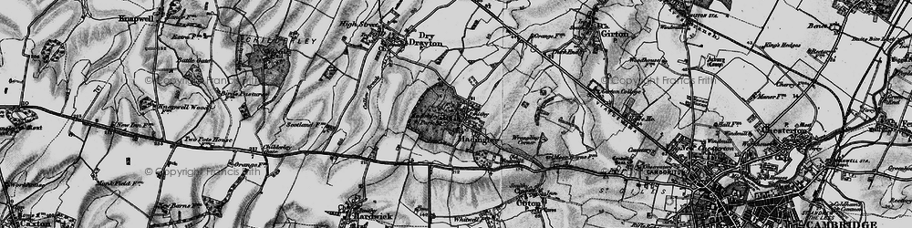 Old map of Madingley in 1898