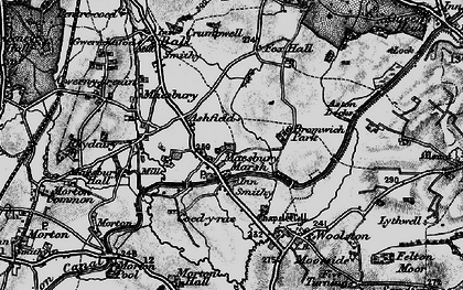 Old map of Maesbury Marsh in 1899