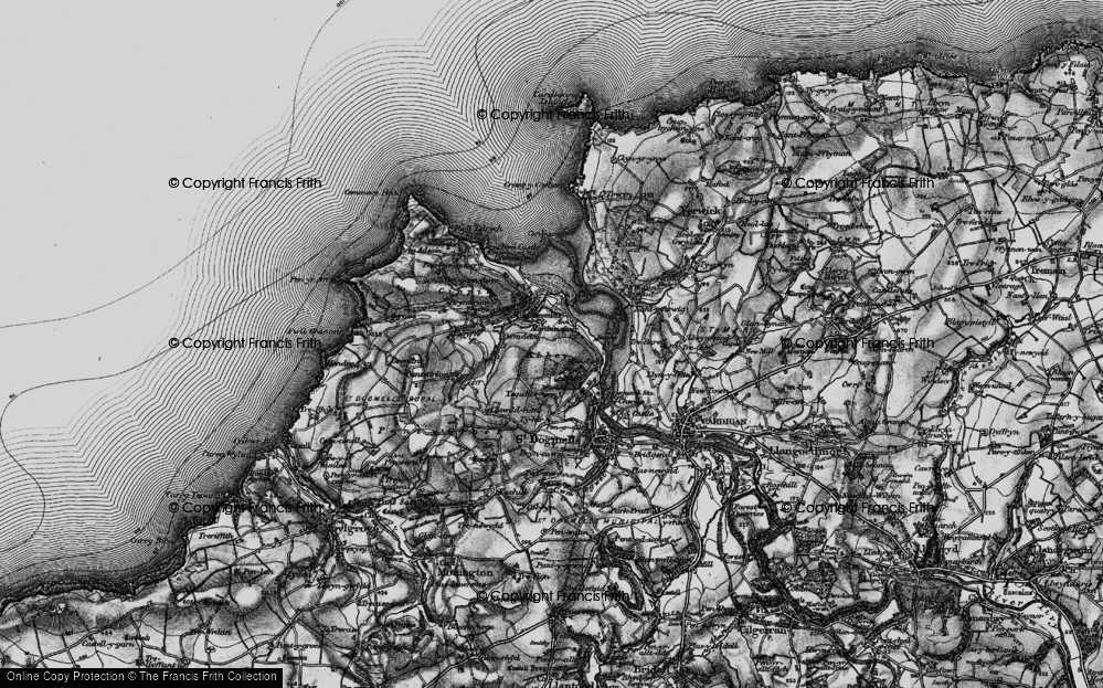 Old Map of Historic Map covering Poppit Sands in 1898