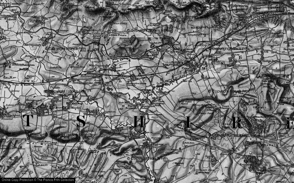 Old Map of Historic Map covering Manningford Bohune Common in 1898