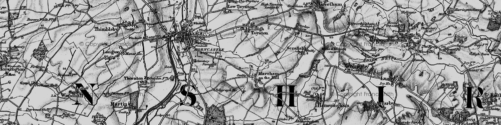 Old map of Mareham on the Hill in 1899