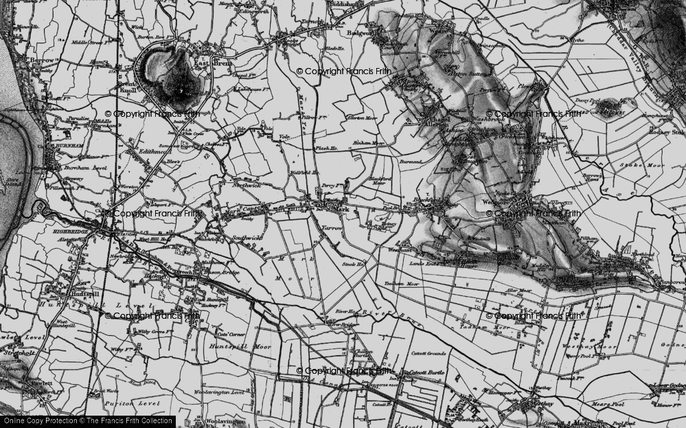 Old Map of Historic Map covering Blackford Moor in 1898