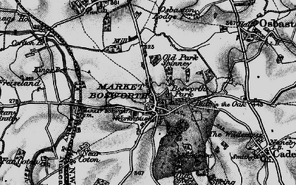 Old map of Market Bosworth in 1899