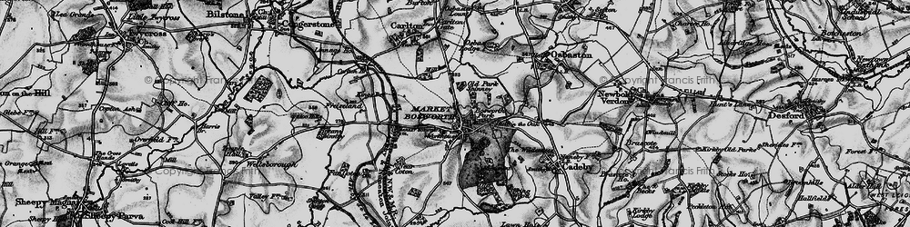 Old map of Market Bosworth in 1899