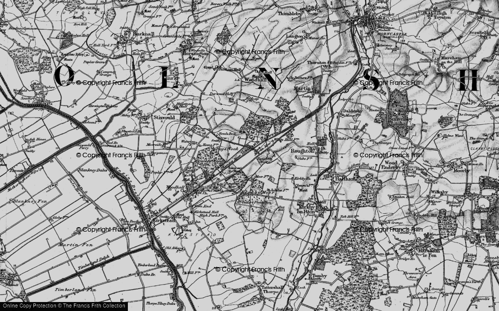 Old Map of Historic Map covering Bracken Wood in 1899