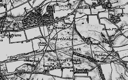Old map of Martlesham Heath in 1896