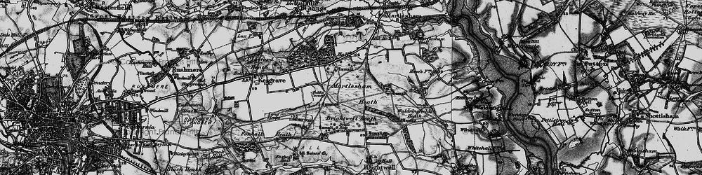 Old map of Martlesham Heath in 1896