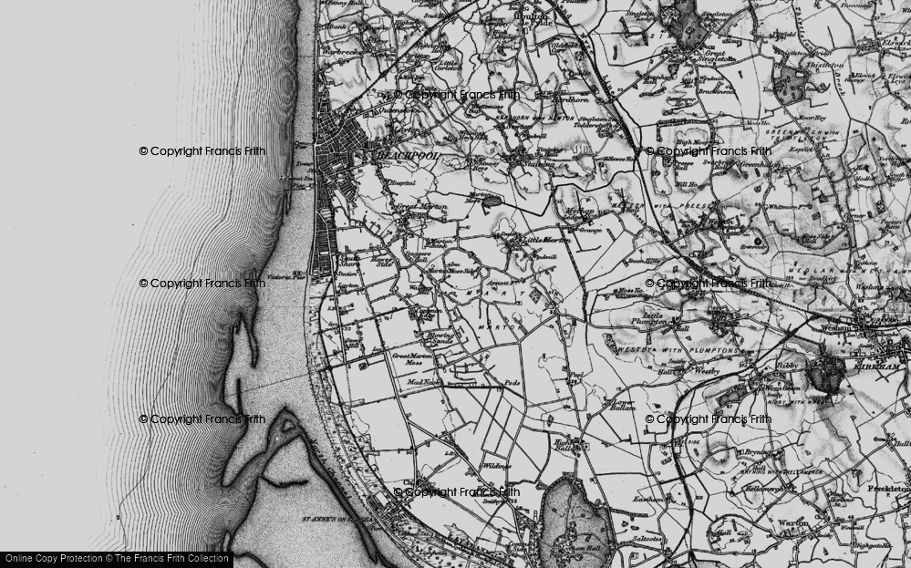 Old Map of Marton Moss Side, 1896 in 1896