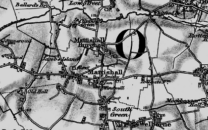Old map of Mattishall Burgh in 1898