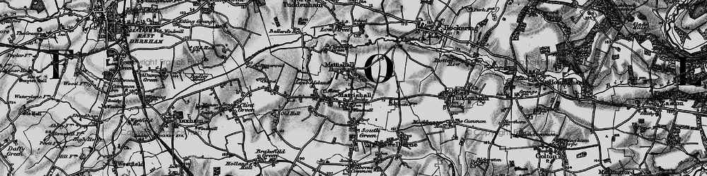 Old map of Mattishall Burgh in 1898