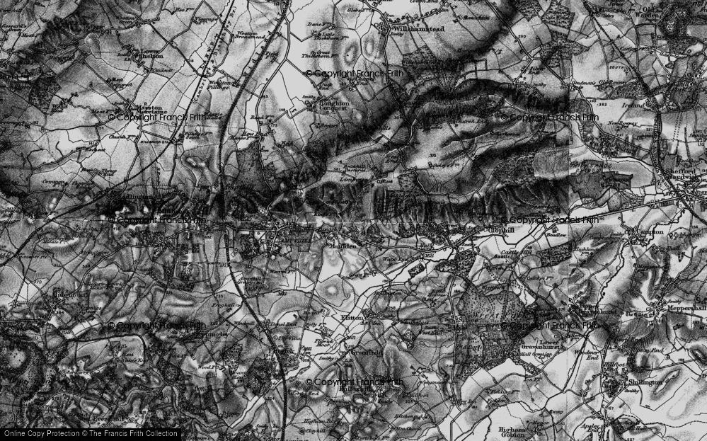 Old Map of Historic Map covering Brickhill Pastures in 1896