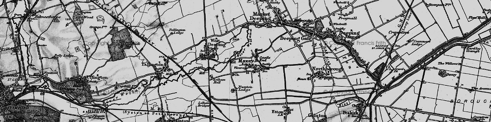 Old map of Maxey in 1898