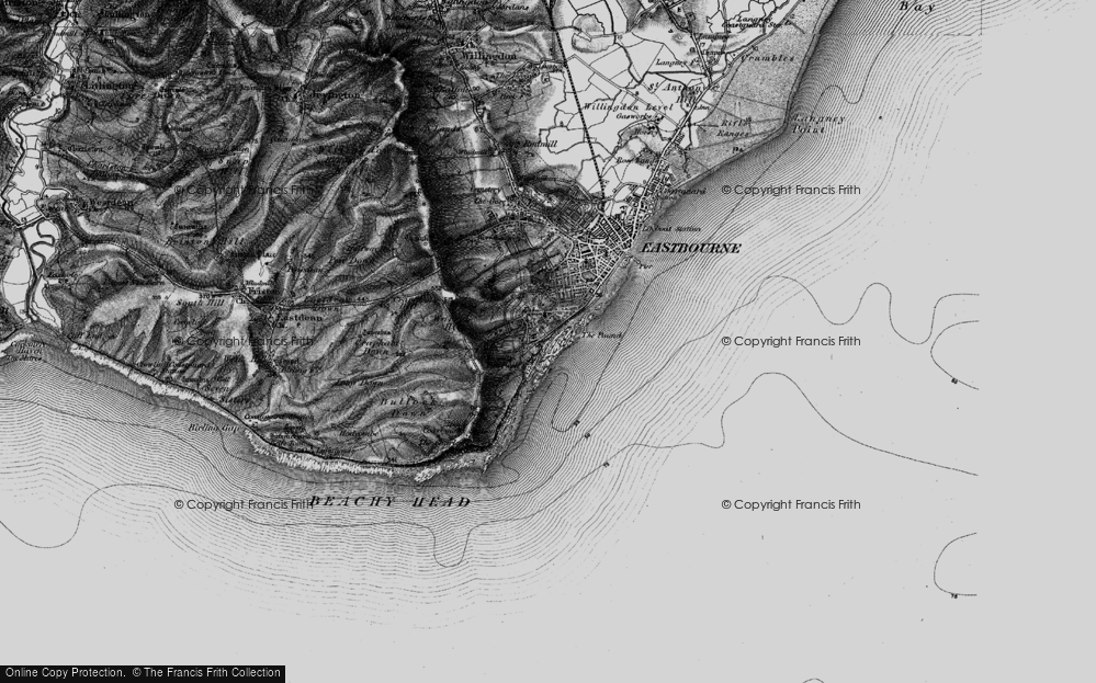 Old Map of Historic Map covering Beachy Head in 1895