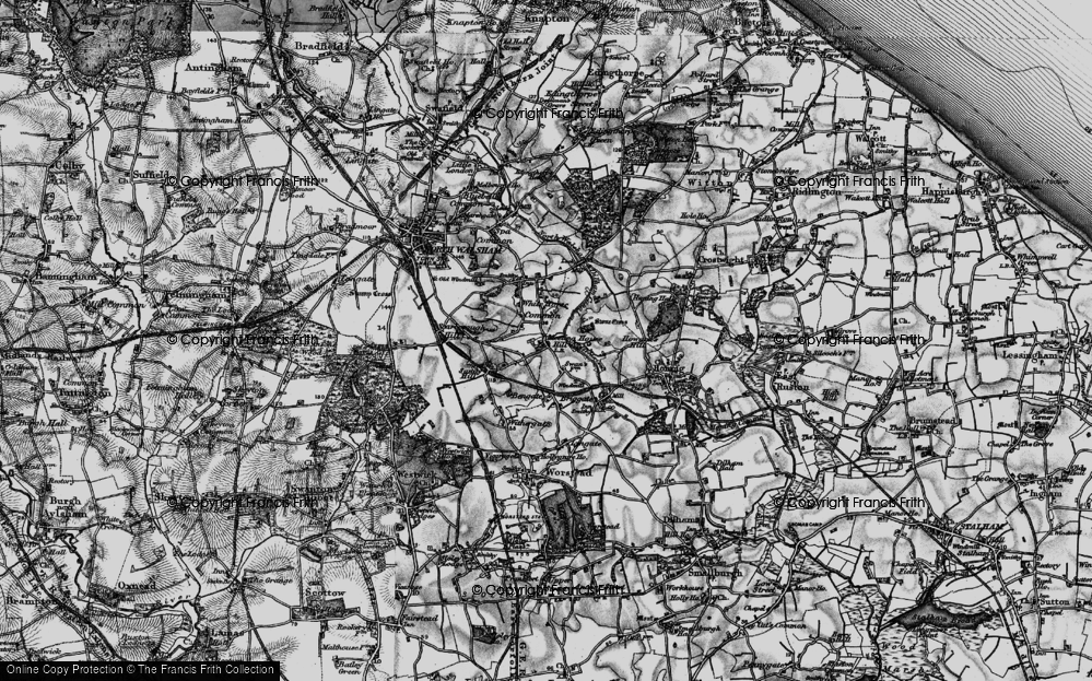 Old Map of Historic Map covering White Horse Common in 1898