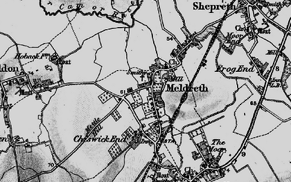 Old map of Meldreth in 1896