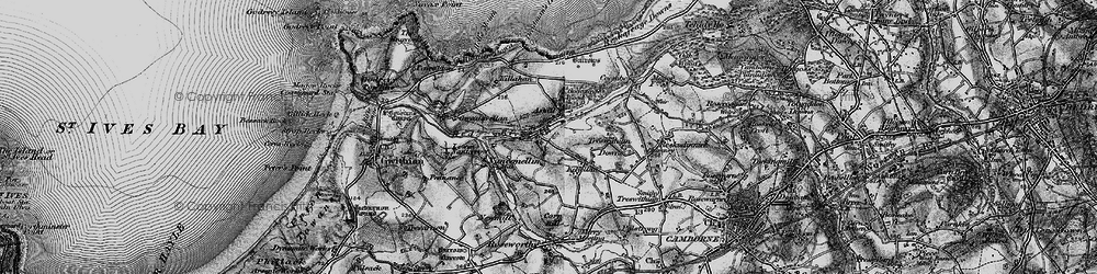 Old map of Menadarva in 1896