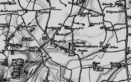 Old map of Mendlesham Green in 1898