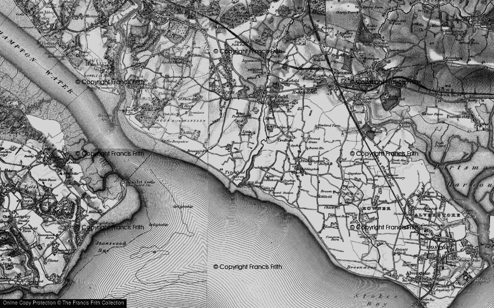 Old Map of Historic Map covering Titchfield Haven in 1895