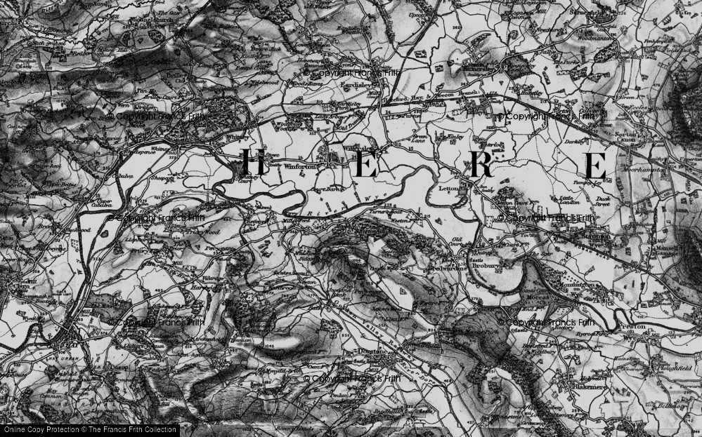 Old Map of Historic Map covering Bredwardine Hill in 1896