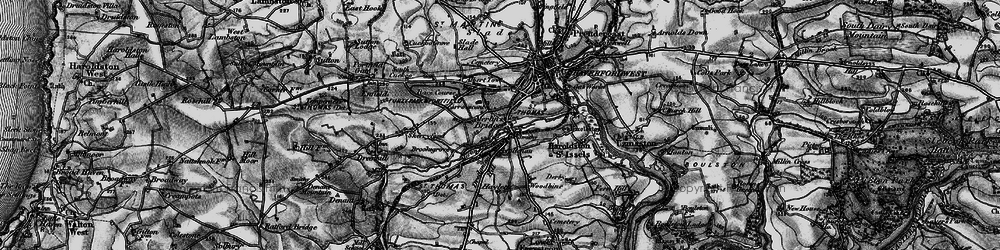 Old map of Merlin's Bridge in 1898