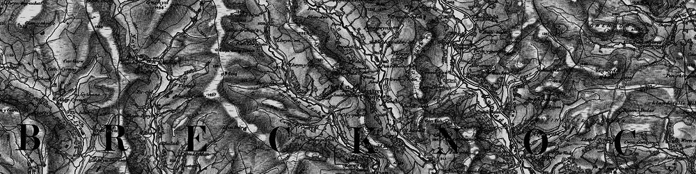 Old map of Merthyr Cynog in 1898